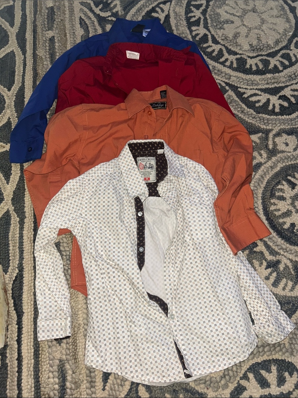 Van Heusen Boys Button-Down Shirt Set — White Printed, Orange, Red, Blue